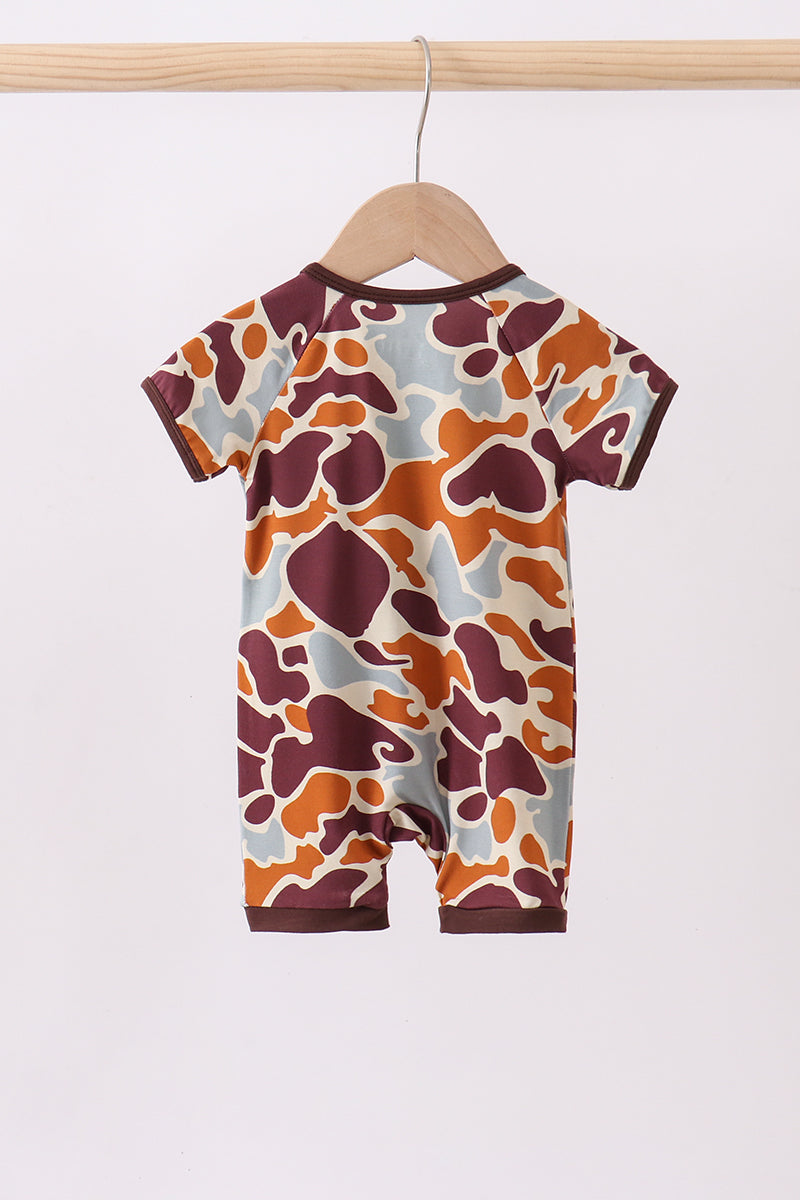 Camouflage print bamboo pajama romper