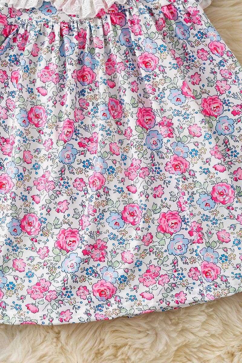 Ditsy floral dress w/embroidered egg application. DRG60332 JEAN