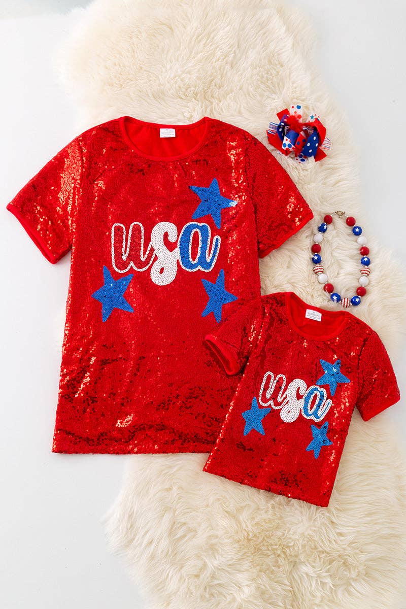 (GIRLS) Vibrant red patriotic girls tee-shirt. TPG50270 SOL