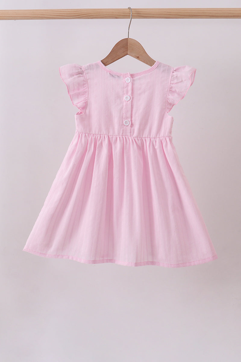Pink bow smocked ruffle dress