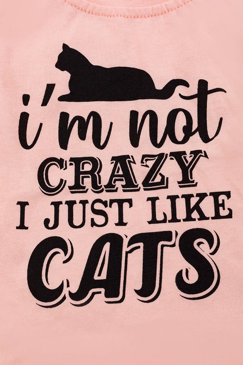 I'M NOT CRAZY..  LIKE CATS" PINK TEE SHIRT.   TPG25154002 AE