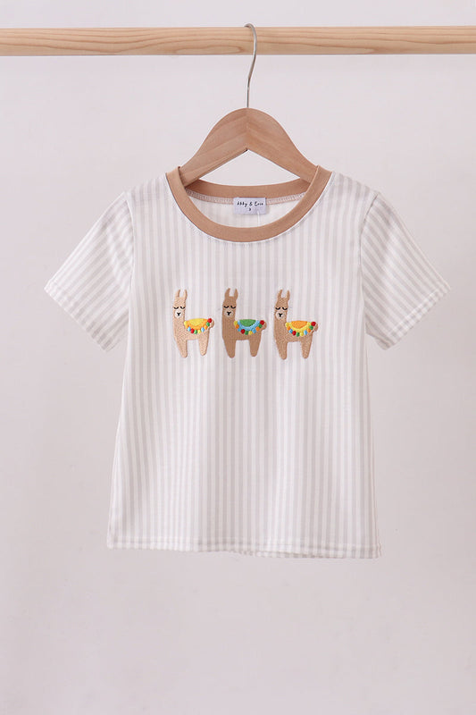Brown alpaca embroidery top