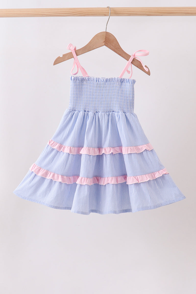 Blue Stripe Smocked Mom Dress