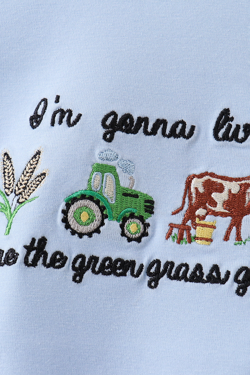 Blue Farm Embroidered Bubble