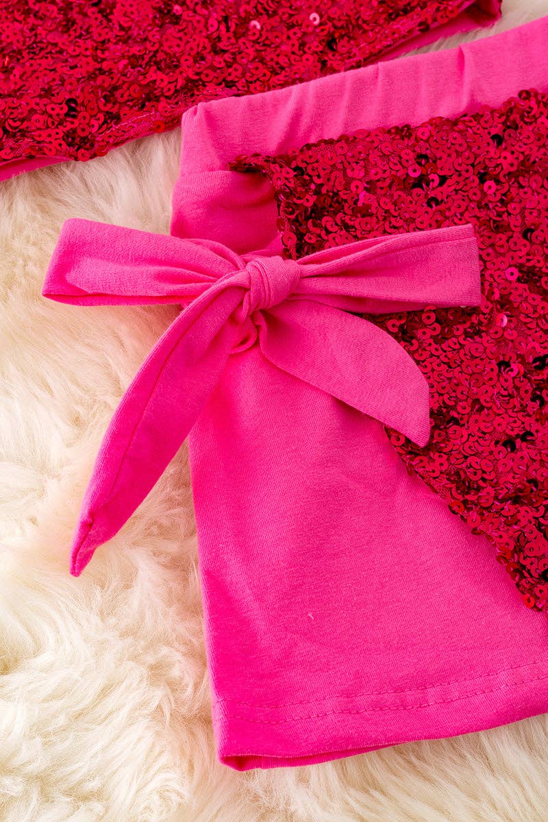 Fuchsia sequins skirt set. OFG40717 SOL
