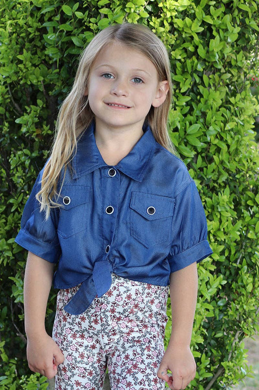 DENIM BLUE KNOT TOP. 2023TT AMY