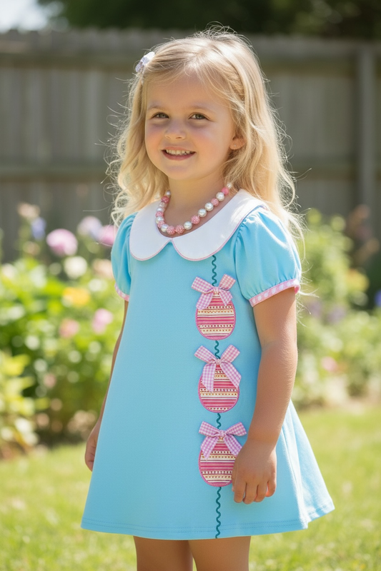 Easter egg applique dress. DRG60333 JEAN