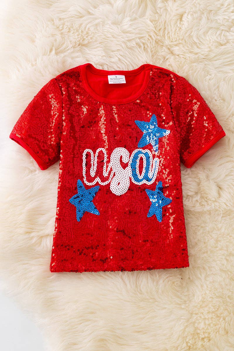 (GIRLS) Vibrant red patriotic girls tee-shirt. TPG50270 SOL