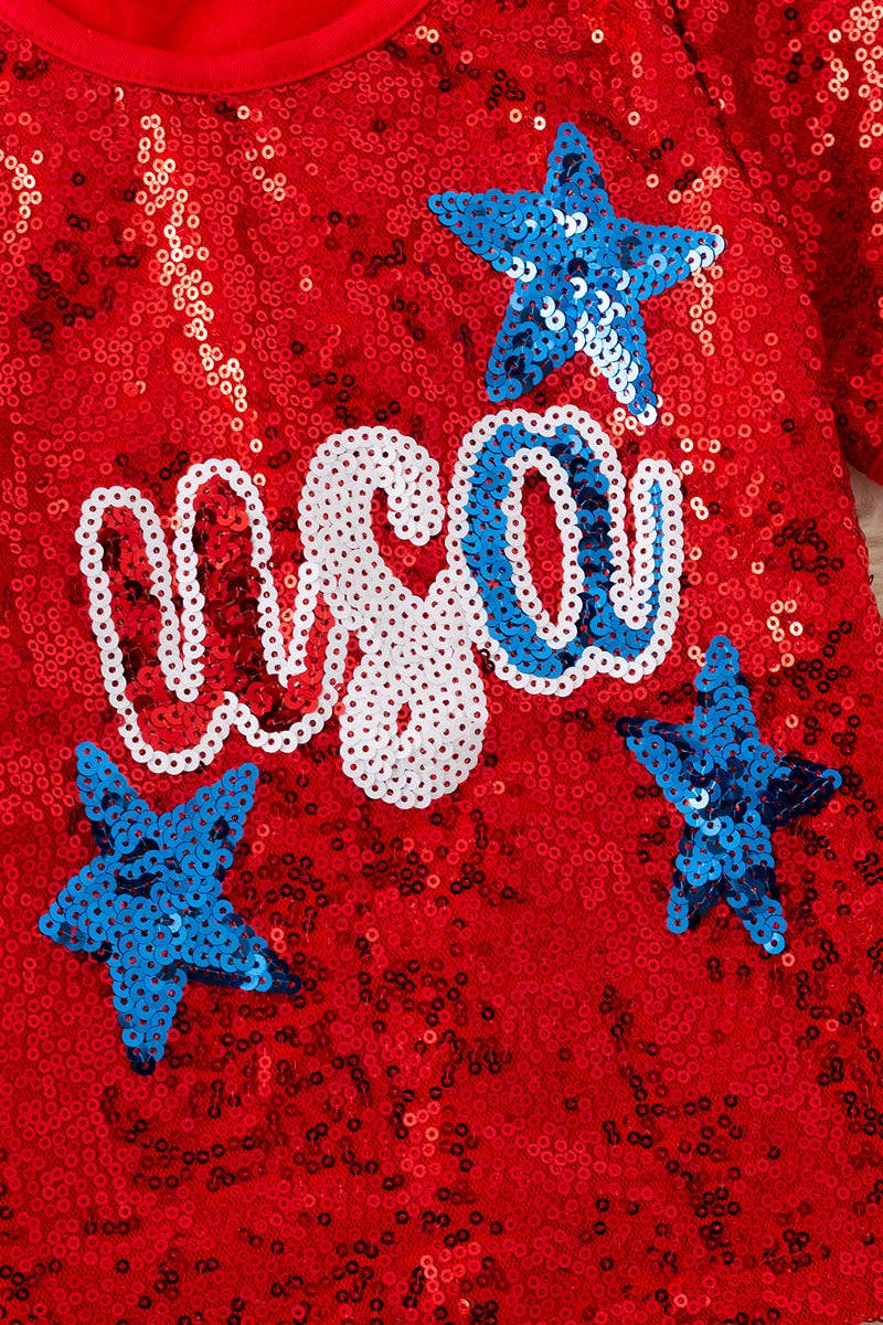 (GIRLS) Vibrant red patriotic girls tee-shirt. TPG50270 SOL