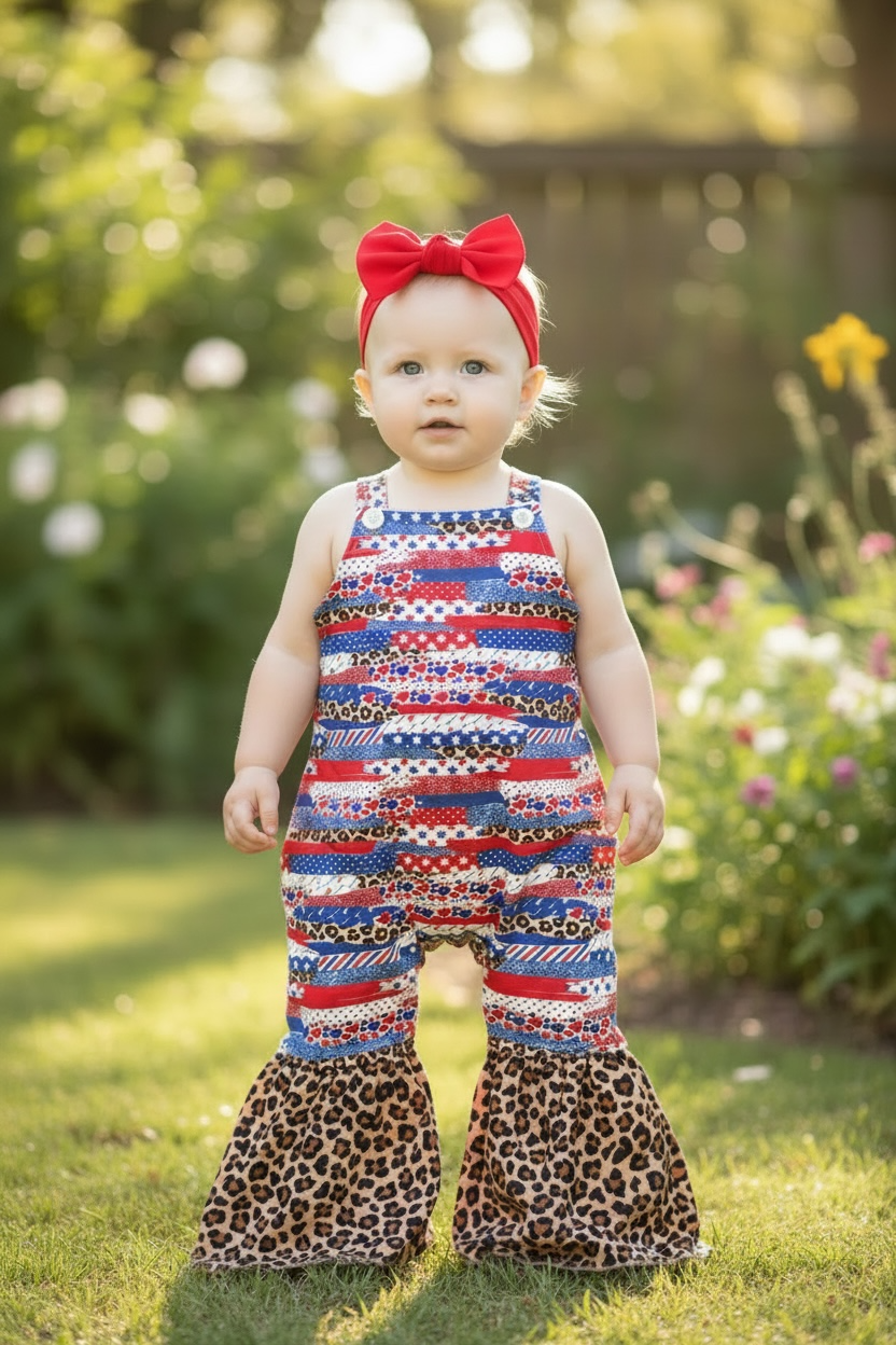 Multi-color patriotic jumpsuit. SR110604-AMY
