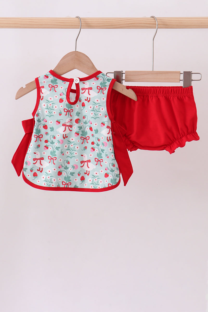 Strawberry Goose Ruffle Bloomer Set