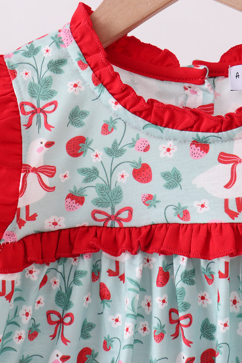 Strawberry Goose Ruffle Ruffle Set