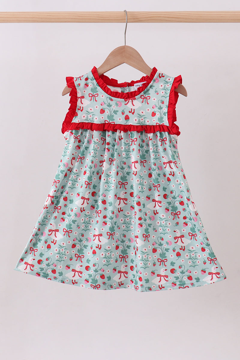 Strawberry Goose Ruffle Ruffle Dress