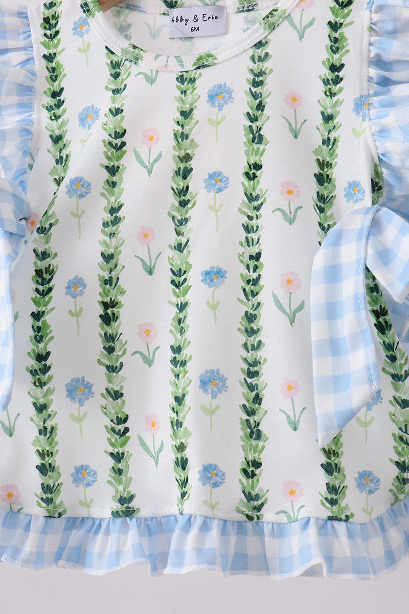 Green Floral Ruffle Bloomer Set
