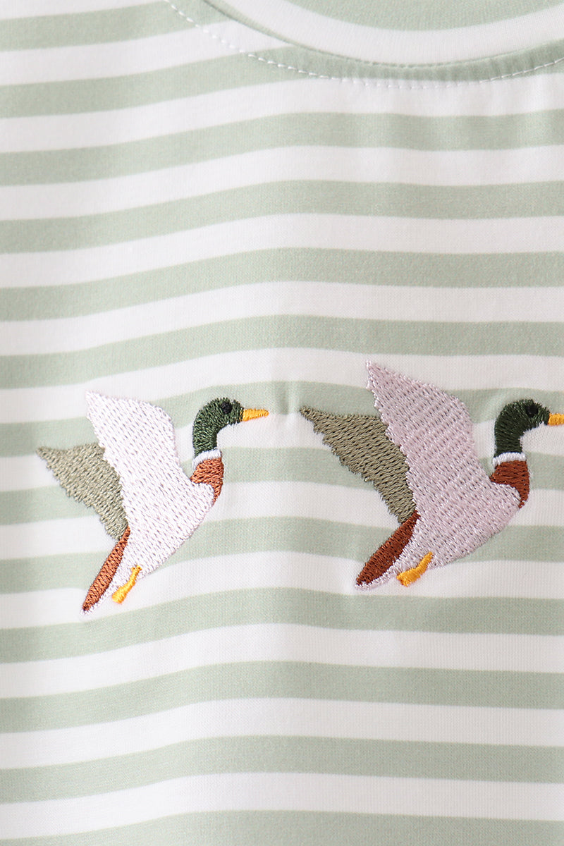 Green Duck Embroidered Shorts Set