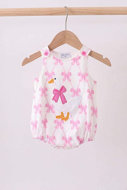 Pink Bow Goose Applique Bubble