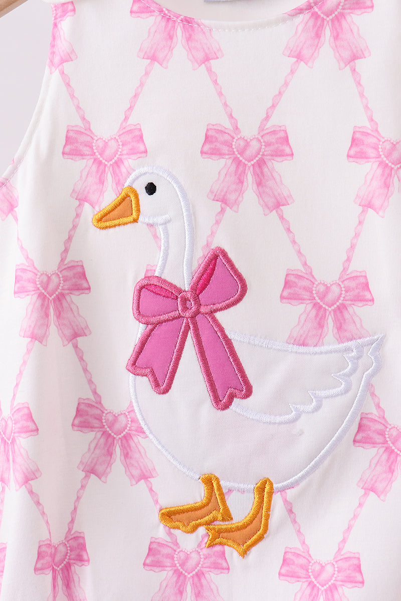 Pink Bow Goose Applique Bubble