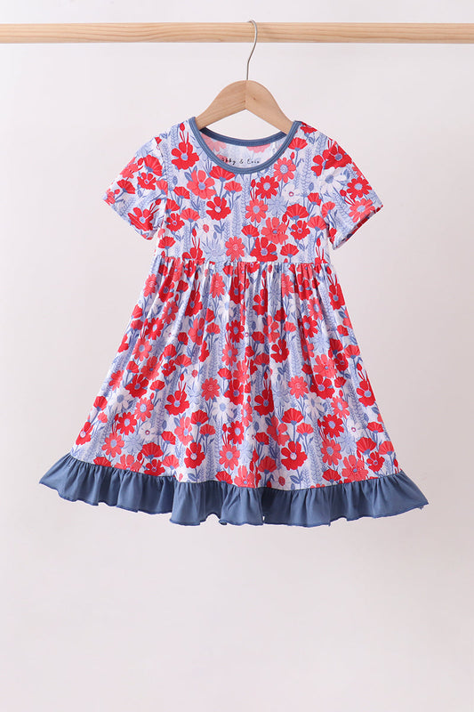 Blue Floral Bamboo Dress