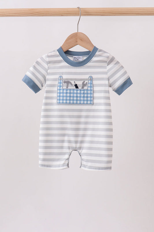 Blue Tool Applique Romper