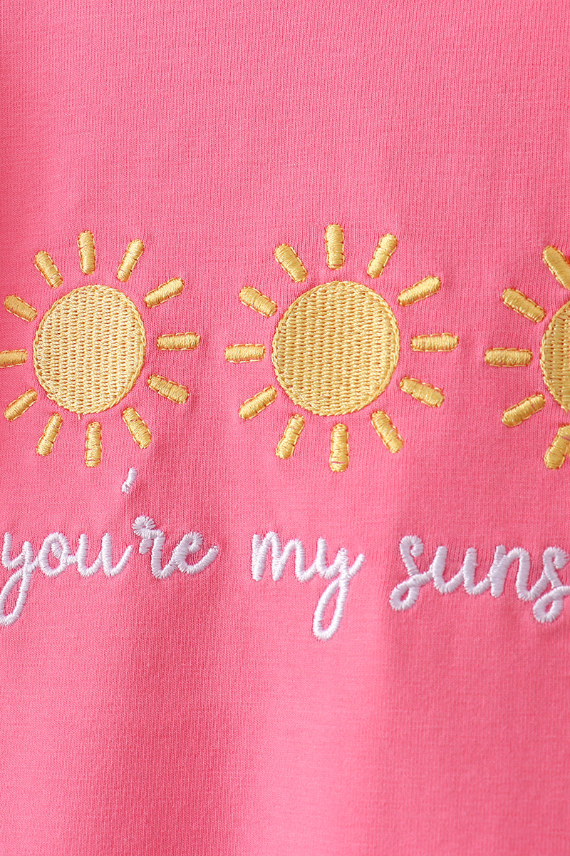 You're my sunshine embroidery Stripe Ruffle Set