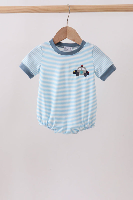 Blue Police Car Stripe Embroidered Bubble