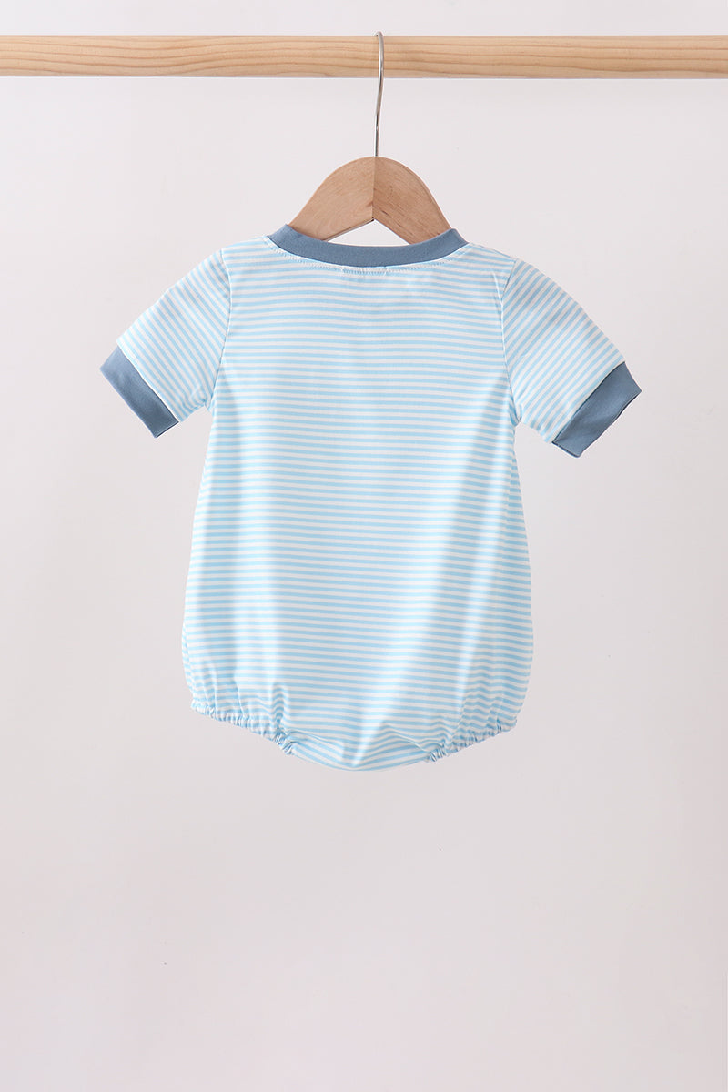 Blue Police Car Stripe Embroidered Bubble