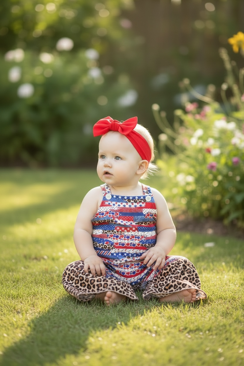Multi-color patriotic jumpsuit. SR110604-AMY