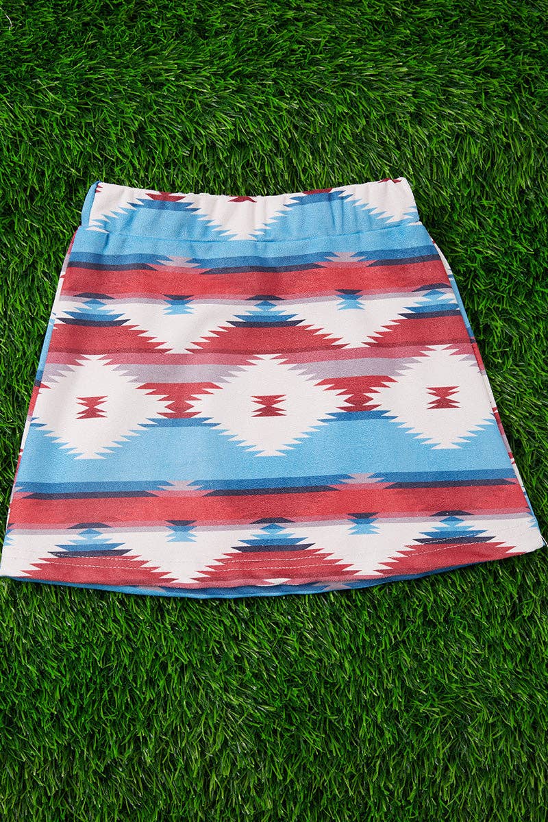 AZTEC PRINTED FAUX SUEDE SKIRT. DRG651522107-SOL