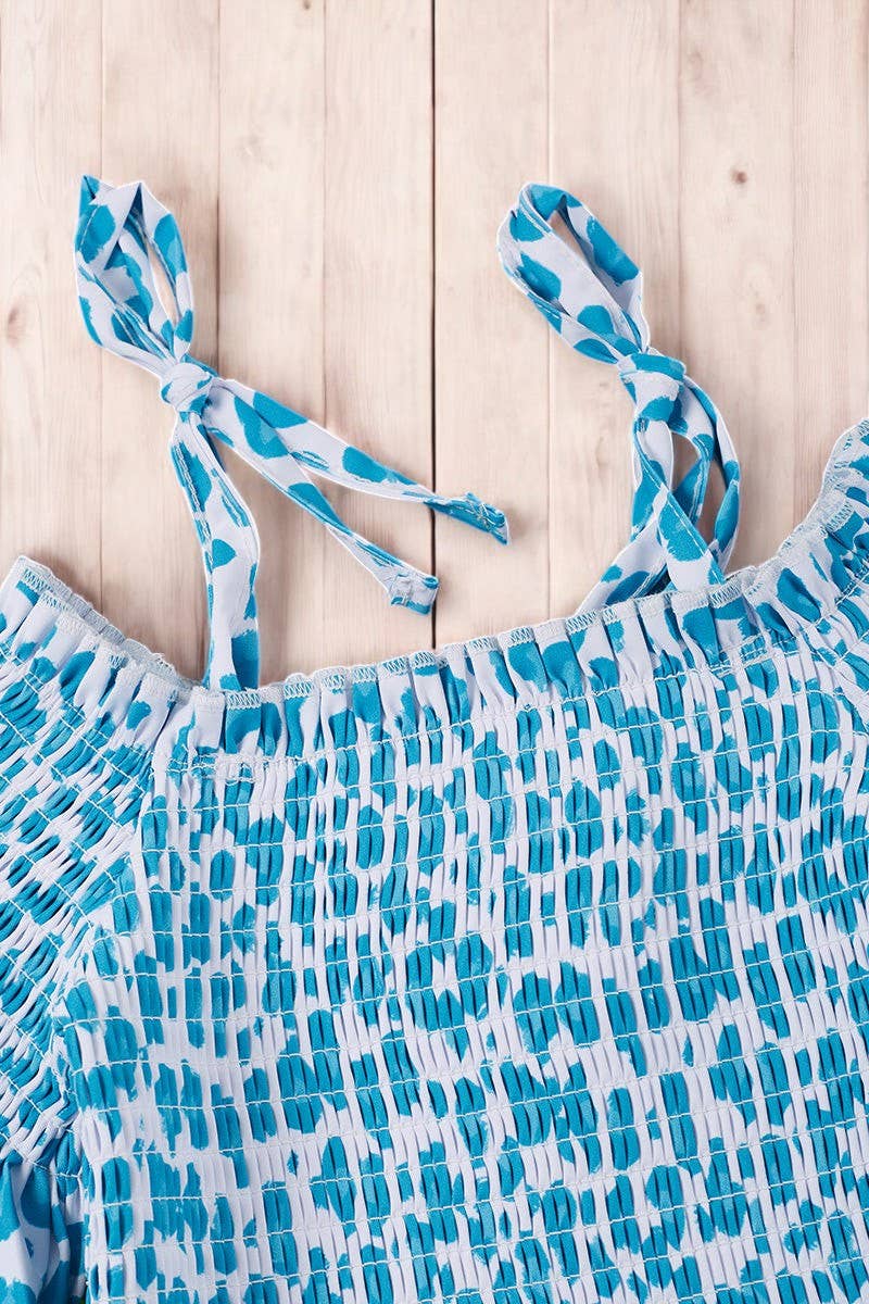 Animal printed cold shoulder top & relaxed fit shorts. OFG25143015-AMY