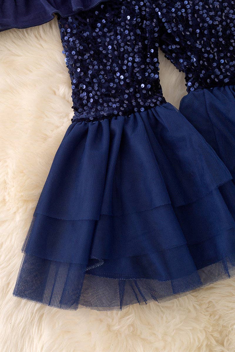 Navy blue sequins bell bottoms. OFG42790 SOL